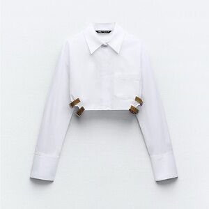 ZARA Cropped Belted Shirt